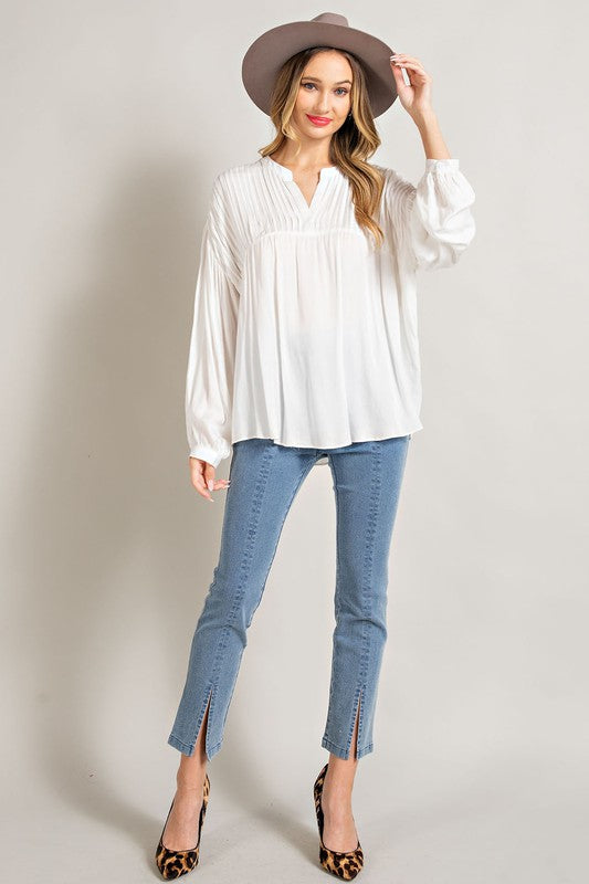 V Neck Puff Sleeve Top