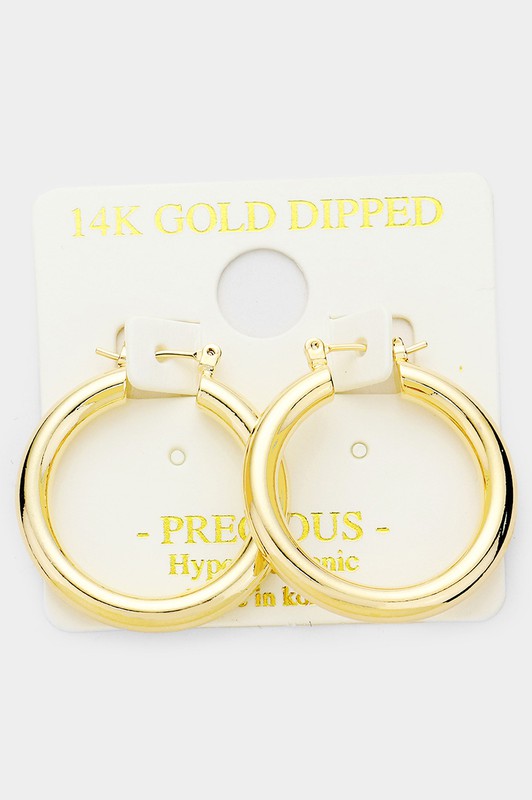 1.25" 14k Gold Dipped Hoop Earrings