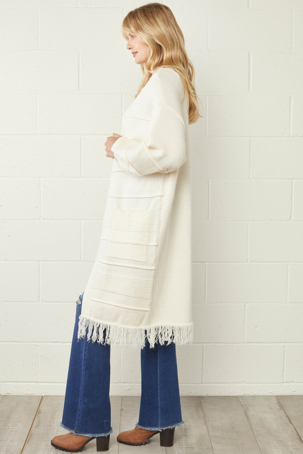 Textured & Fringed Cardigan