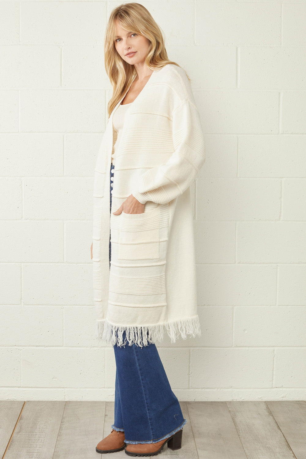 Textured & Fringed Cardigan