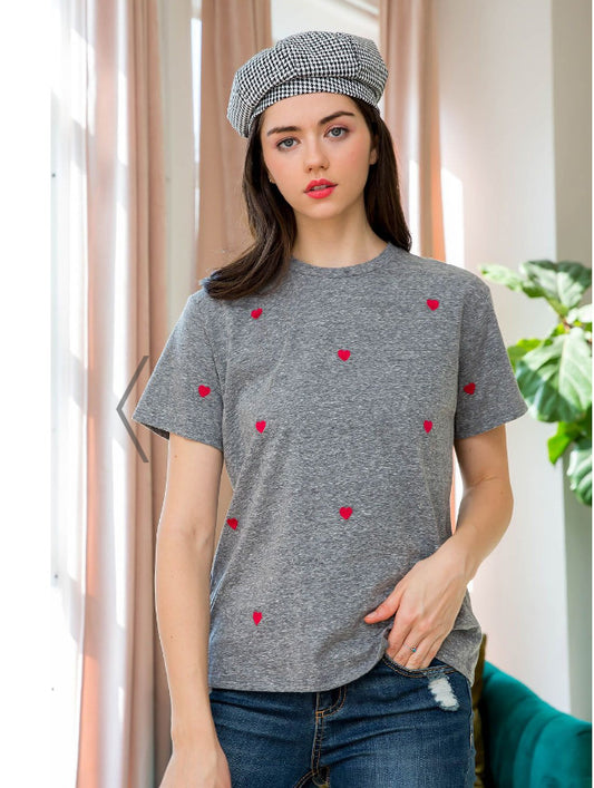 Embroidered Hearts Tee